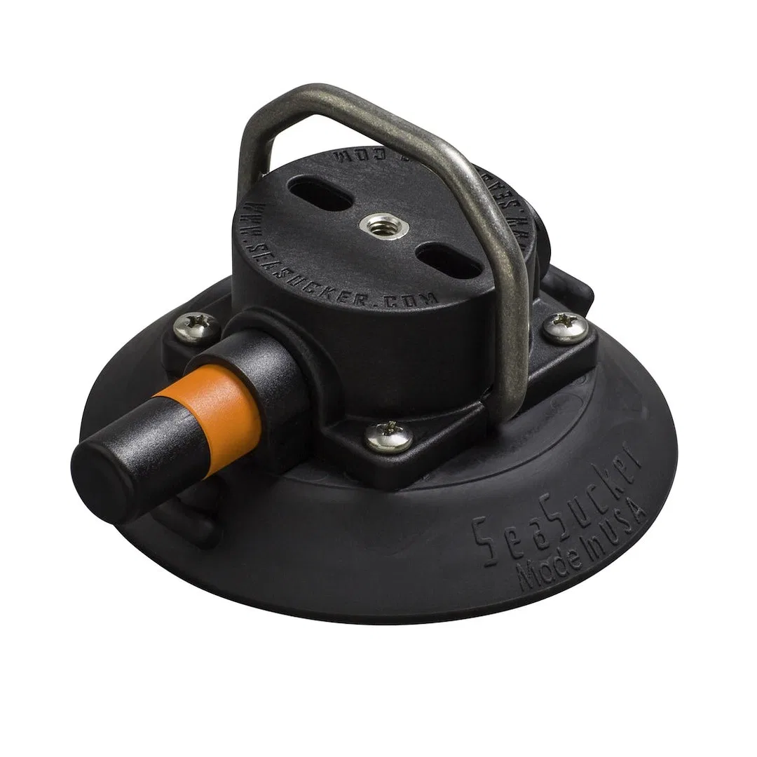 VM1013B – SEASUCKER Vacuum Mount, Use To Hold Ropes/ Straps 4-1/2 Inch Base Diameter Black With Flat Top Stainless St...